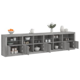 Sideboard with Sonoma grey LED lights 283x37x67 cm by , Sideboards - Ref: Foro24-3209021, Price: 315,50 €, Discount: %