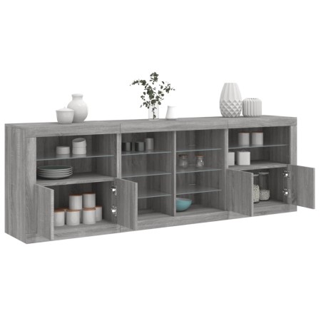 Sideboard with Sonoma gray LED lights 202x37x67 cm by , Sideboards - Ref: Foro24-3209049, Price: 235,47 €, Discount: %