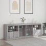 Sideboard with Sonoma gray LED lights 202x37x67 cm by , Sideboards - Ref: Foro24-3209049, Price: 235,47 €, Discount: %