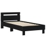 Bed frame with black engineered wood headboard 90x200 cm by , Beds and slatted bases - Ref: Foro24-838534, Price: 87,99 €, Di...