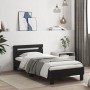 Bed frame with black engineered wood headboard 90x200 cm by , Beds and slatted bases - Ref: Foro24-838534, Price: 87,07 €, Di...