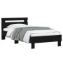 Bed frame with black engineered wood headboard 90x200 cm by , Beds and slatted bases - Ref: Foro24-838534, Price: 87,99 €, Di...