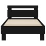 Bed frame with black engineered wood headboard 90x200 cm by , Beds and slatted bases - Ref: Foro24-838534, Price: 87,99 €, Di...