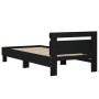 Bed frame with black engineered wood headboard 90x200 cm by , Beds and slatted bases - Ref: Foro24-838534, Price: 87,99 €, Di...