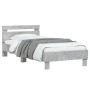 Cama con cabecero madera de ingeniería gris hormigón 90x200 cm de , Camas y somieres - Ref: Foro24-838536, Precio: 83,93 €, D...