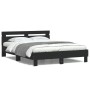 Bed frame with headboard and LED lights black 150x200 cm by , Beds and slatted bases - Ref: Foro24-3207540, Price: 156,91 €, ...