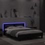 Bed frame with headboard and LED lights black 150x200 cm by , Beds and slatted bases - Ref: Foro24-3207540, Price: 156,91 €, ...