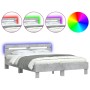 Estructura de cama cabecero y luces LED gris hormigón 140x200cm de , Camas y somieres - Ref: Foro24-3207549, Precio: 146,99 €...