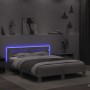 Estructura de cama cabecero y luces LED gris hormigón 140x200cm de , Camas y somieres - Ref: Foro24-3207549, Precio: 146,99 €...