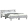 Estructura de cama cabecero y luces LED gris hormigón 140x200cm de , Camas y somieres - Ref: Foro24-3207549, Precio: 146,99 €...