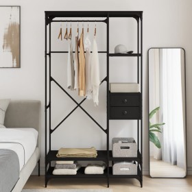 Engineered wood black cabinet with drawers 100x40x180 cm by , Wardrobes - Ref: Foro24-838948, Price: 111,71 €, Discount: %