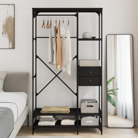 Engineered wood black cabinet with drawers 100x40x180 cm by , Wardrobes - Ref: Foro24-838948, Price: 114,87 €, Discount: %