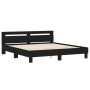 Bed frame with black engineered wood headboard 160x200 cm by , Beds and slatted bases - Ref: Foro24-3207407, Price: 152,75 €,...