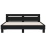 Bed frame with black engineered wood headboard 160x200 cm by , Beds and slatted bases - Ref: Foro24-3207407, Price: 152,75 €,...