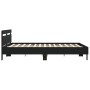 Bed frame with black engineered wood headboard 160x200 cm by , Beds and slatted bases - Ref: Foro24-3207407, Price: 152,75 €,...