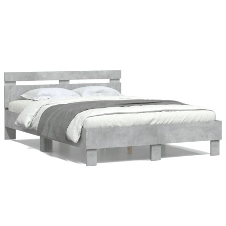 Cama con cabecero madera de ingeniería gris hormigón 120x200 cm de , Camas y somieres - Ref: Foro24-3207430, Precio: 148,01 €...