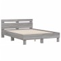 Sonoma gray engineered wood bed with headboard 120x200 cm by , Beds and slatted bases - Ref: Foro24-3207432, Price: 134,55 €,...