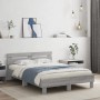 Sonoma gray engineered wood bed with headboard 120x200 cm by , Beds and slatted bases - Ref: Foro24-3207432, Price: 134,55 €,...