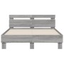 Sonoma gray engineered wood bed with headboard 120x200 cm by , Beds and slatted bases - Ref: Foro24-3207432, Price: 134,55 €,...