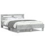 Cama con cabecero madera de ingeniería gris hormigón 120x190 cm de , Camas y somieres - Ref: Foro24-3207451, Precio: 136,99 €...