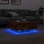 Smoked oak coffee table with LED lights 80x80x31 cm by , Coffee table - Ref: Foro24-836592, Price: 81,18 €, Discount: %