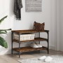 Engineered wood smoked oak shoemaker bench 70x38.5x49 cm by , Benches for halls and storage - Ref: Foro24-839040, Price: 46,1...