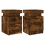 Bedside tables with LED lights 2 units smoked oak 35x39x55 cm by , Nightstands - Ref: Foro24-836758, Price: 123,55 €, Discoun...