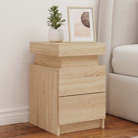 Bedside table with LED lights Sonoma oak 35x39x55 cm by , Nightstands - Ref: Foro24-836753, Price: 65,21 €, Discount: %