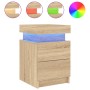 Bedside table with LED lights Sonoma oak 35x39x55 cm by , Nightstands - Ref: Foro24-836753, Price: 65,21 €, Discount: %