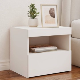 Bedside tables with LED lights, 2 units, white, 50x40x45 cm by , Nightstands - Ref: Foro24-836764, Price: 101,24 €, Discount: %