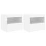 Bedside tables with LED lights, 2 units, white, 50x40x45 cm by , Nightstands - Ref: Foro24-836764, Price: 114,78 €, Discount: %