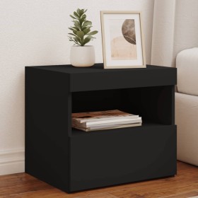 Bedside tables with LED lights, 2 units, black, 50x40x45 cm by , Nightstands - Ref: Foro24-836766, Price: 100,94 €, Discount: %