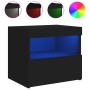 Bedside tables with LED lights, 2 units, black, 50x40x45 cm by , Nightstands - Ref: Foro24-836766, Price: 100,94 €, Discount: %