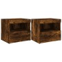 Bedside tables with LED lights 2 units smoked oak 50x40x45 cm by , Nightstands - Ref: Foro24-836772, Price: 88,26 €, Discount: %