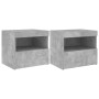 Mesitas de noche con luces LED 2 uds gris hormigón 50x40x45 cm de , Mesitas de noche - Ref: Foro24-836770, Precio: 88,26 €, D...