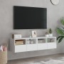 Wall-mounted TV furniture set, engineered wood, white, 2 units, 60x30x30 cm by , TV Furniture - Ref: Foro24-836855, Price: 64...