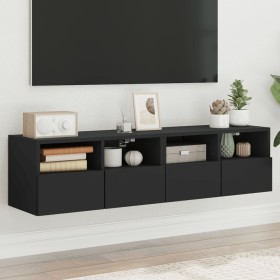 Wall-mounted TV furniture, set of 2, engineered wood, black, 60x30x30cm by , TV Furniture - Ref: Foro24-836857, Price: 66,25 ...