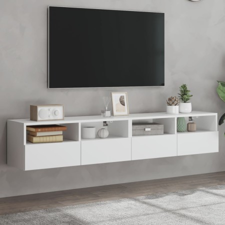 Muebles de pared TV 2 uds madera ingeniería blanco 80x30x30 cm de , Muebles TV - Ref: Foro24-836869, Precio: 75,17 €, Descuen...