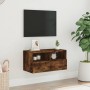 Mueble de pared TV madera ingeniería roble ahumado 60x30x30 cm de , Muebles TV - Ref: Foro24-836862, Precio: 41,99 €, Descuen...