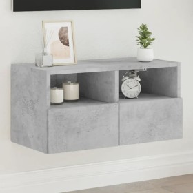 Wall-mounted TV unit in gray concrete engineered wood, 60x30x30 cm. by , TV Furniture - Ref: Foro24-836860, Price: 41,35 €, D...