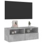 Wall-mounted TV unit in gray concrete engineered wood, 80x30x30 cm by , TV Furniture - Ref: Foro24-836874, Price: 46,00 €, Di...