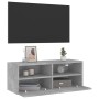 Wall-mounted TV unit in gray concrete engineered wood, 80x30x30 cm by , TV Furniture - Ref: Foro24-836874, Price: 46,00 €, Di...