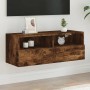 Wall-mounted TV unit in smoked oak engineered wood, 80x30x30 cm. by , TV Furniture - Ref: Foro24-836876, Price: 48,41 €, Disc...