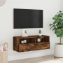 Wall-mounted TV unit in smoked oak engineered wood, 80x30x30 cm. by , TV Furniture - Ref: Foro24-836876, Price: 48,41 €, Disc...