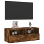 Wall-mounted TV unit in smoked oak engineered wood, 80x30x30 cm. by , TV Furniture - Ref: Foro24-836876, Price: 48,41 €, Disc...