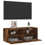 Wall-mounted TV unit in smoked oak engineered wood, 80x30x30 cm. by , TV Furniture - Ref: Foro24-836876, Price: 48,41 €, Disc...