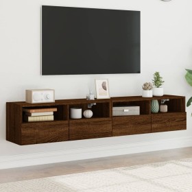 Wall-mounted TV furniture 2 units oak wood brown 80x30x30 cm by , TV Furniture - Ref: Foro24-836881, Price: 83,15 €, Discount: %