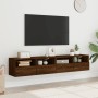 Wall-mounted TV furniture 2 units oak wood brown 80x30x30 cm by , TV Furniture - Ref: Foro24-836881, Price: 83,15 €, Discount: %