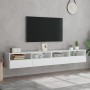 Wall-mounted TV furniture set, engineered wood, white, 2 units, 100x30x30 cm. by , TV Furniture - Ref: Foro24-836883, Price: ...