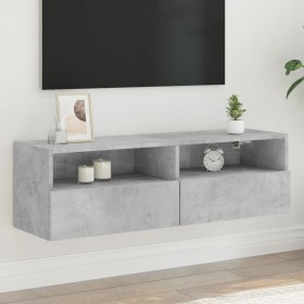 Wall-mounted TV unit in gray concrete engineered wood, 100x30x30 cm by , TV Furniture - Ref: Foro24-836888, Price: 52,99 €, D...